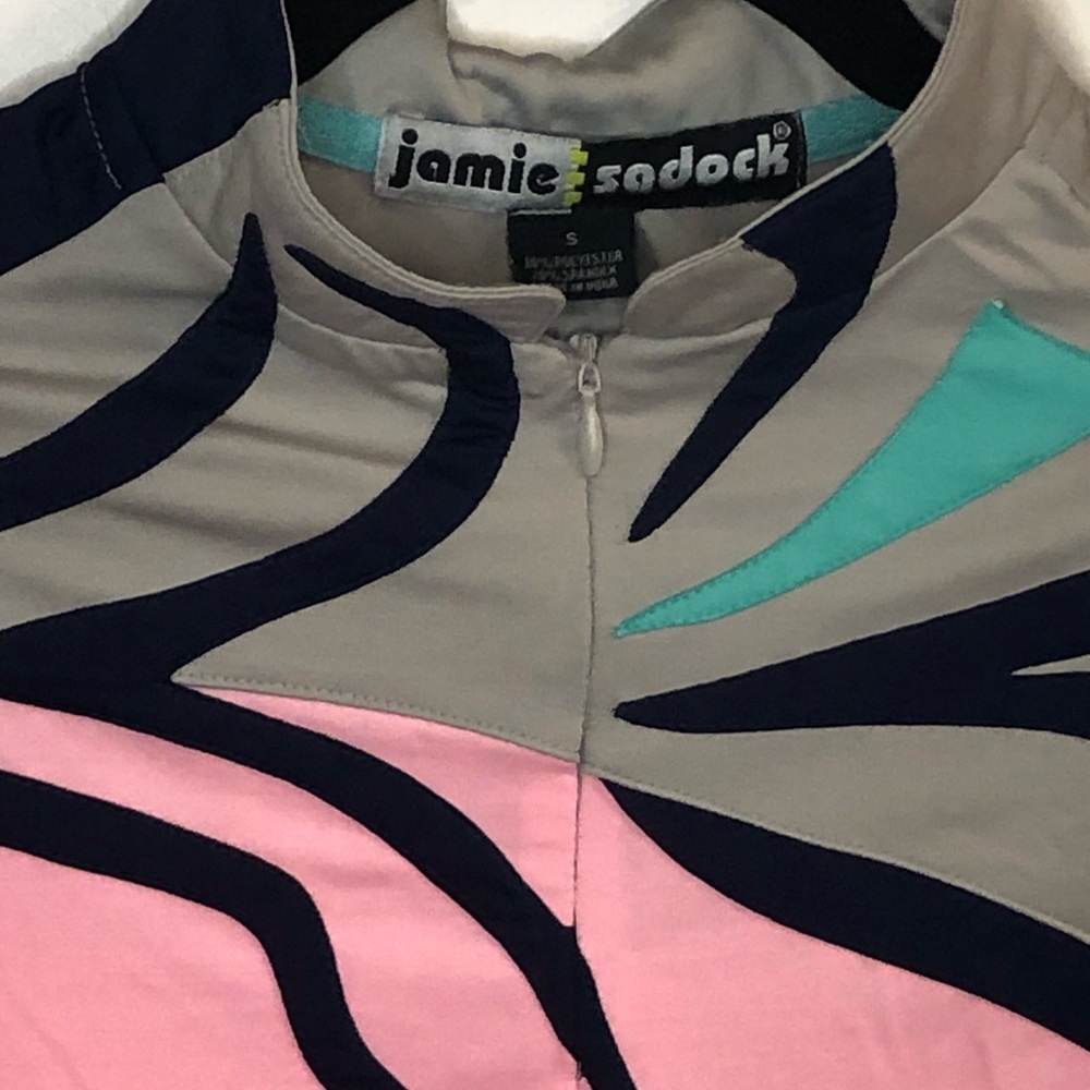 Jamie Sadock Pink, Gray, and Teal 1/4 Zip Polo Activewear Top Small - Picture 3 of 5